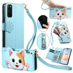 Portafoglio a forma di gatto con cerniera per Galaxy Note 20 Ultra, Note 20, S20