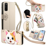 Portafoglio a forma di gatto con cerniera per Galaxy Note 20 Ultra, Note 20, S20