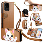 Portafoglio a forma di gatto con cerniera per Galaxy Note 20 Ultra, Note 20, S20