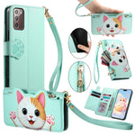 Portafoglio a forma di gatto con cerniera per Galaxy Note 20 Ultra, Note 20, S20