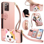 Portafoglio a forma di gatto con cerniera per Galaxy Note 20 Ultra, Note 20, S20