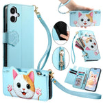 Portafoglio a forma di gatto con cerniera in ecopelle per Galaxy A27 5G, S25 FE