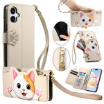 Portafoglio a forma di gatto con cerniera in ecopelle per Galaxy A27 5G, S25 FE