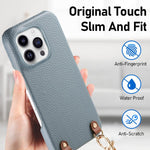 Custodia in PU con retro pelle e tracolla per iPhone 13