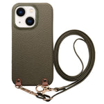 Custodia in PU con retro pelle e tracolla per iPhone 13
