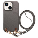 Custodia in PU con retro pelle e tracolla per iPhone 13