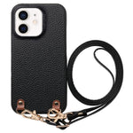 Custodia in PU con retro pelle e tracolla per iPhone 13