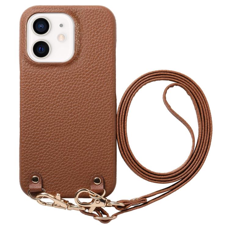 Custodia in PU con retro pelle e tracolla per iPhone 13