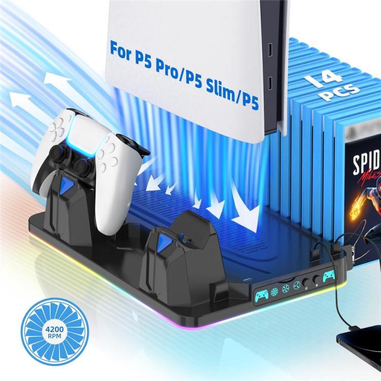 Supporto raffreddamento e ricarica doppio controller PS5