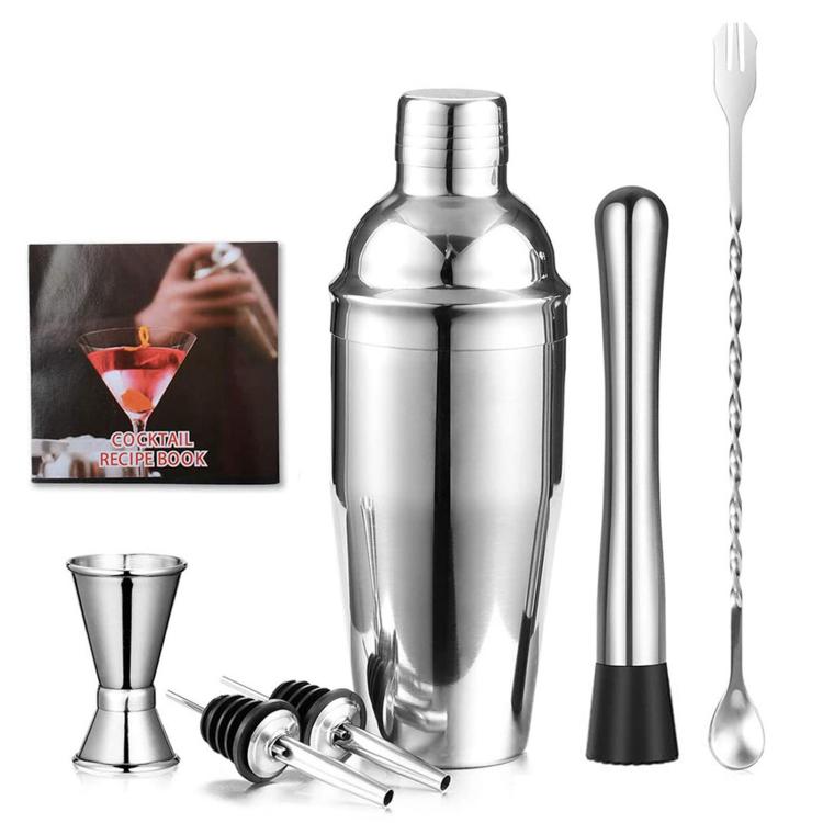 Set cocktail acciaio inox shaker 750 ml 7 pezzi