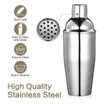 Set cocktail acciaio inox shaker 750 ml 7 pezzi