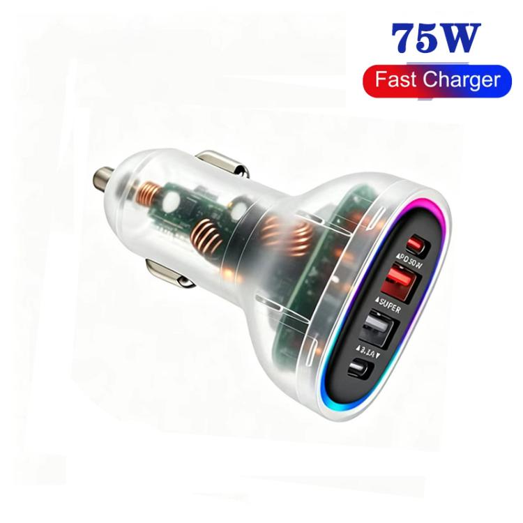 Caricabatterie da auto multiprotocollo 75W PD3.0 USB-C e USB