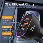 Caricabatterie da auto multiprotocollo 75W PD3.0 USB-C e USB