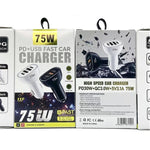 Caricabatterie da auto multiprotocollo 75W PD3.0 USB-C e USB
