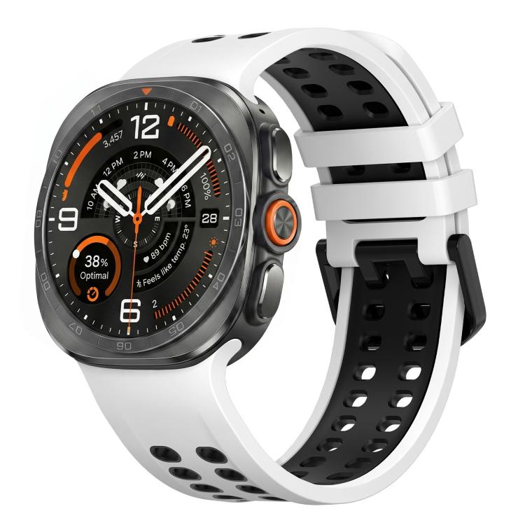 Cinturino per orologio in silicone con fibbia ad ardiglione a doppia fila bicolore., For Galaxy Watch Ultra 2025 / Ultra 47mm