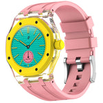 Cassa plastica trasparente con cinturino in silicone per Swatch R