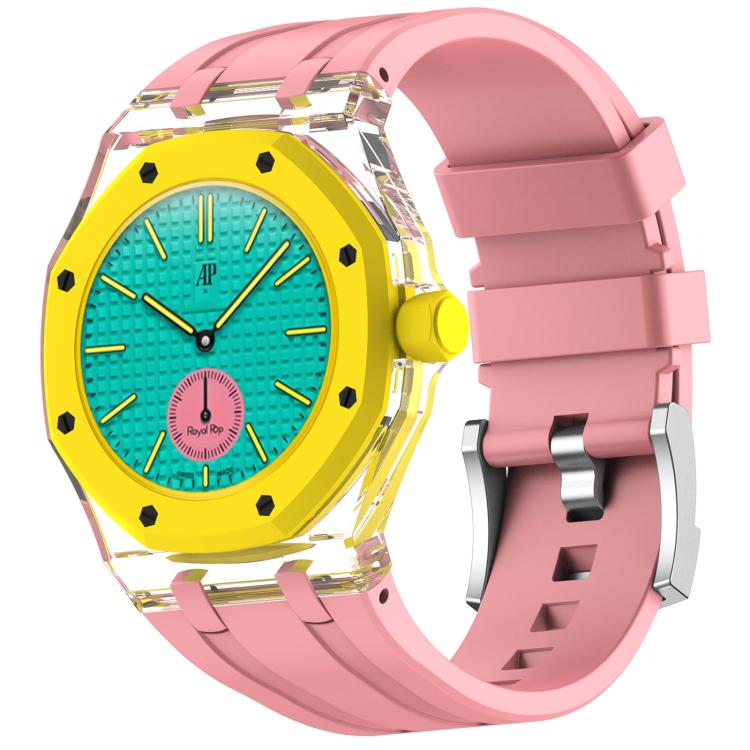 Cassa plastica trasparente con cinturino in silicone per Swatch R