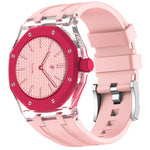 Cassa plastica trasparente con cinturino in silicone per Swatch R