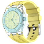 Cassa plastica trasparente con cinturino in silicone per Swatch R