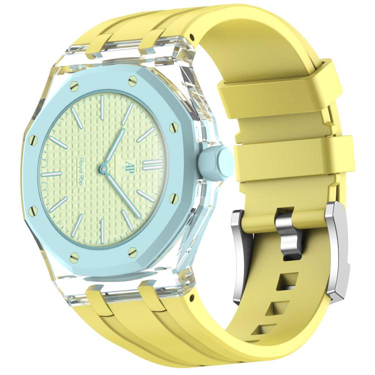 Cassa plastica trasparente con cinturino in silicone per Swatch R