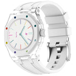 Cassa plastica trasparente con cinturino in silicone per Swatch R