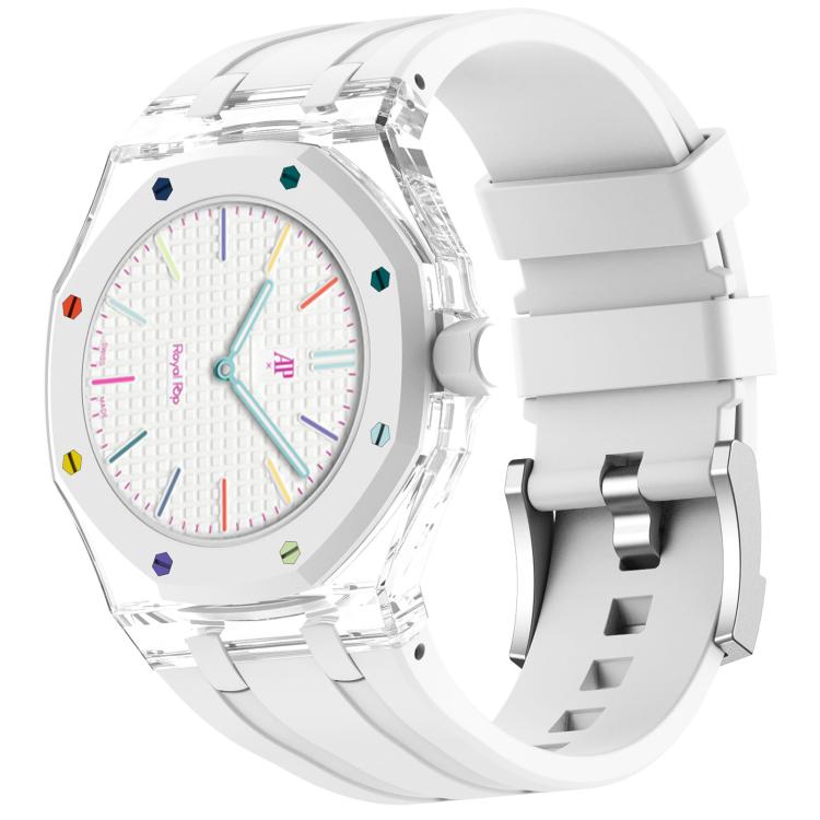Cassa plastica trasparente con cinturino in silicone per Swatch R