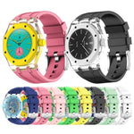 Cassa plastica trasparente con cinturino in silicone per Swatch R