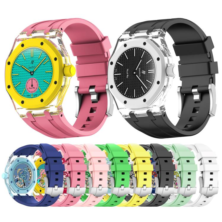 Cassa plastica trasparente con cinturino in silicone per Swatch R