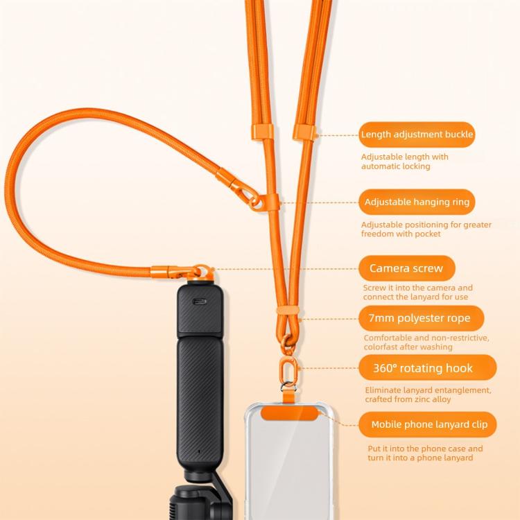 Tracolla regolabile 3 in 1 per fotocamera, lunga e corta, anti-smarrimento., For DJI Osmo Pocket 4 / 3