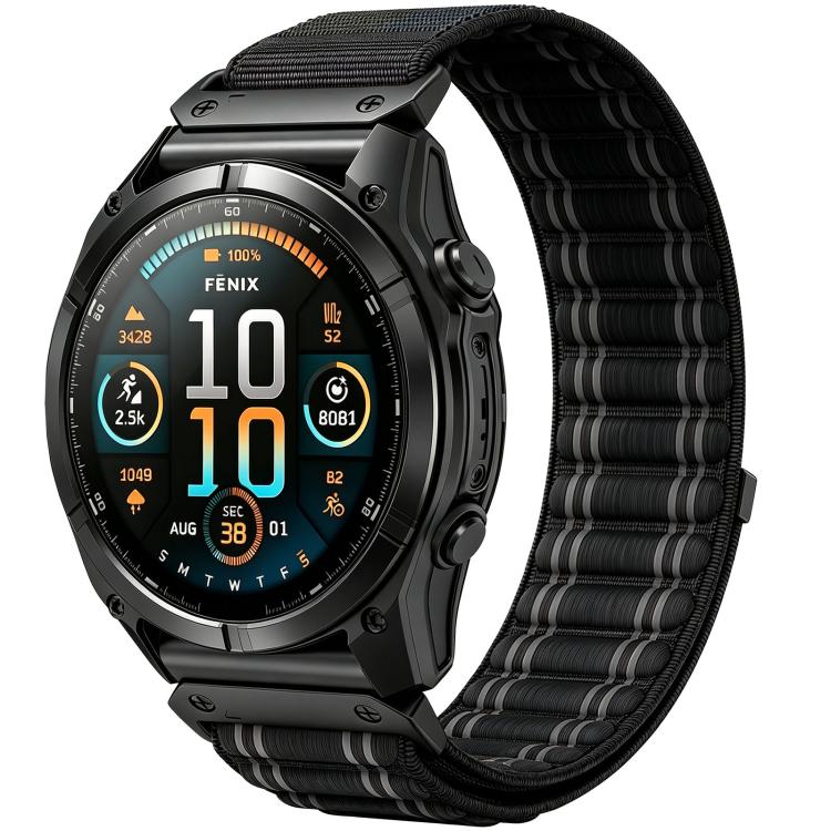 Cinturino per orologio in nylon intrecciato con motivo ondulato e chiusura a strappo., For Gamin 26mm, For Gamin 22mm