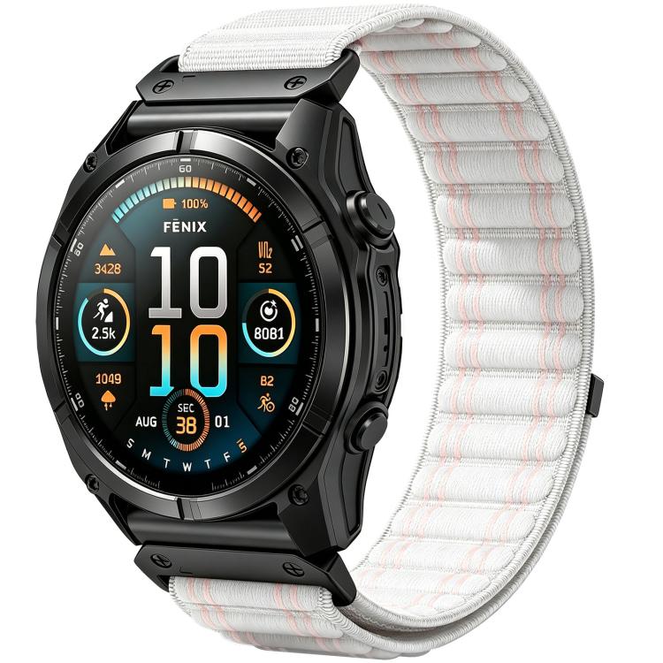 Cinturino per orologio in nylon intrecciato con motivo ondulato e chiusura a strappo., For Gamin 26mm, For Gamin 22mm