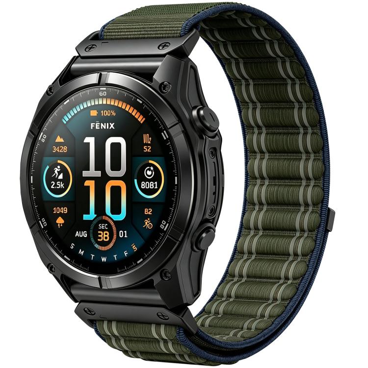 Cinturino per orologio in nylon intrecciato con motivo ondulato e chiusura a strappo., For Gamin 26mm, For Gamin 22mm