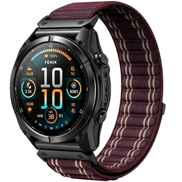Cinturino per orologio in nylon intrecciato con motivo ondulato e chiusura a strappo., For Gamin 26mm, For Gamin 22mm