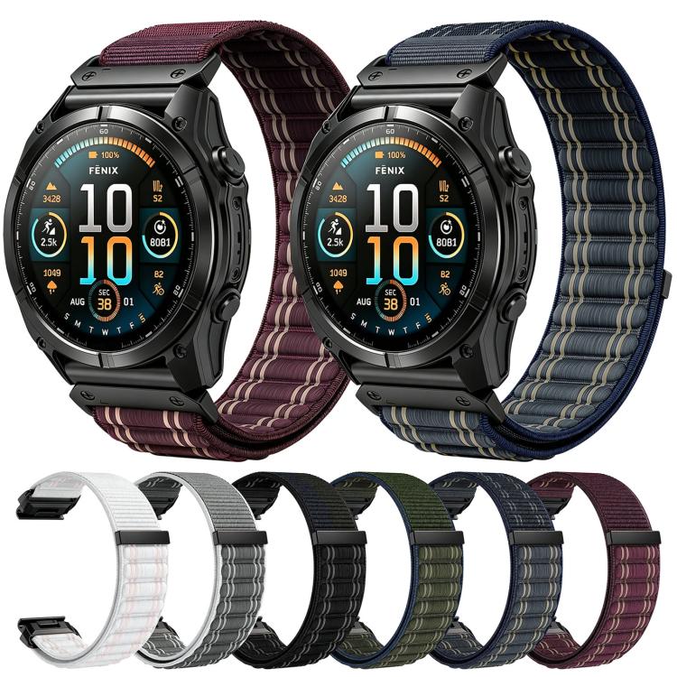 Cinturino per orologio in nylon intrecciato con motivo ondulato e chiusura a strappo., For Gamin 26mm, For Gamin 22mm