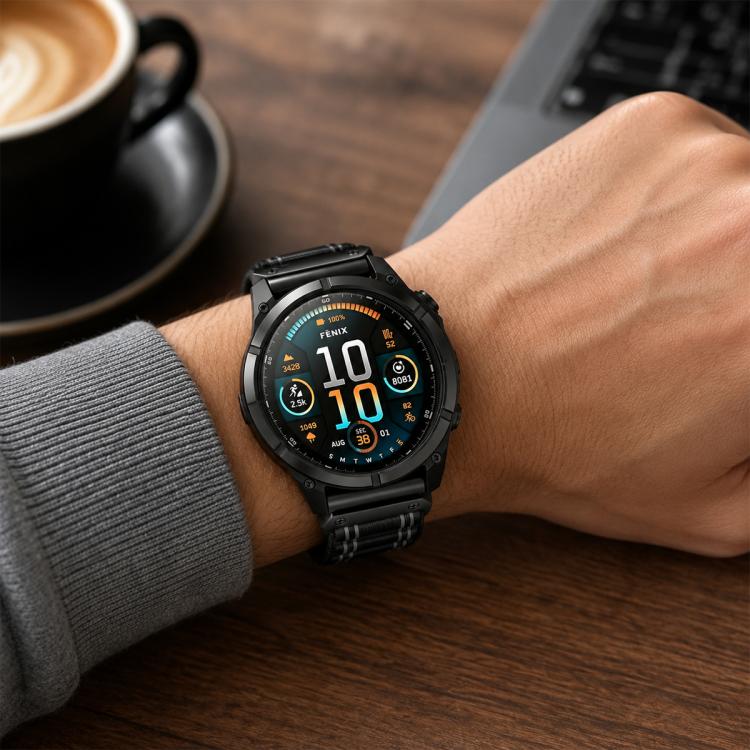 Cinturino per orologio in nylon intrecciato con motivo ondulato e chiusura a strappo., For Gamin 26mm, For Gamin 22mm