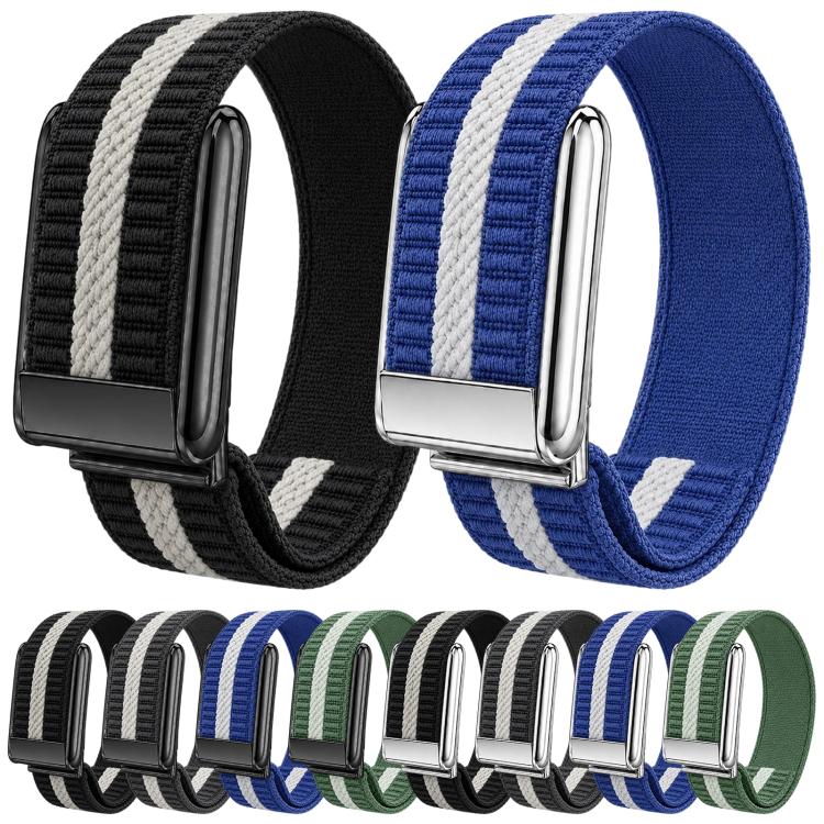 Cinturino per orologio in nylon intrecciato a strisce orizzontali, For WHOOP 5.0 Electrocardiogram, For WHOOP 5.0 Regular