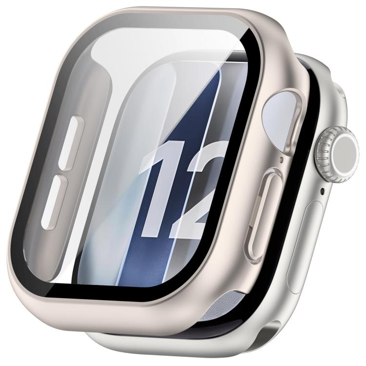 Custodia protettiva per orologio con pellicola temperata integrata in PC., For Apple Watch Series 12 46mm, For Apple Watch Series 12 42mm