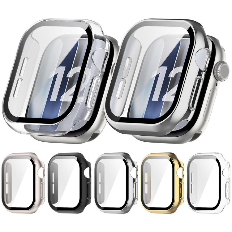 Custodia protettiva per orologio con pellicola temperata integrata in PC., For Apple Watch Series 12 46mm, For Apple Watch Series 12 42mm