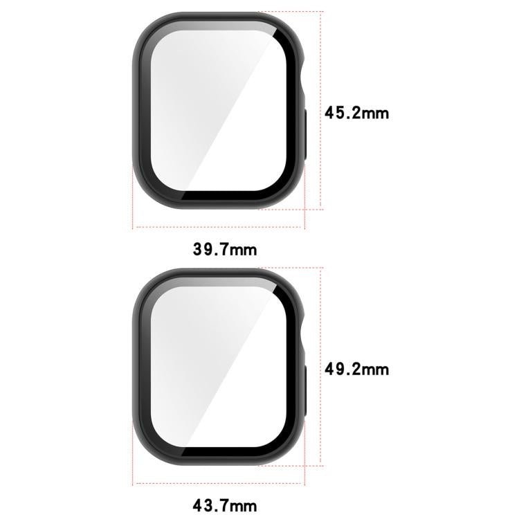 Custodia protettiva per orologio con pellicola temperata integrata in PC., For Apple Watch Series 12 46mm, For Apple Watch Series 12 42mm