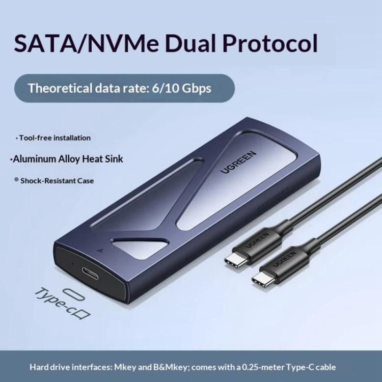 Box SSD M.2 UGREEN CM578 NVMe/SATA USB-C 10Gbps - immagine 2
