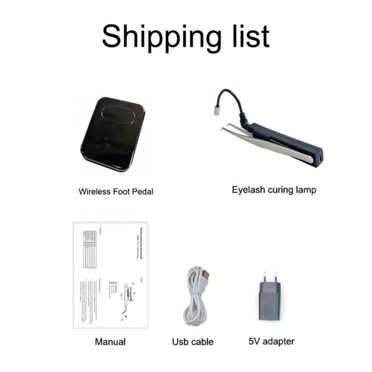 AL93 Lampada UV wireless da 1W per la polimerizzazione delle ciglia con pedale, ideale per extension ciglia., US Plug, EU Plug, UK Plug, AU Plug