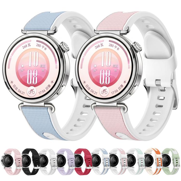 Cinturino per orologio in silicone bicolore con trama intrecciata., 18mm