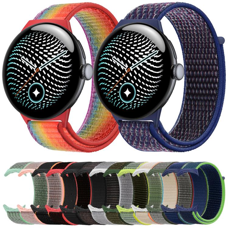 Cinturino per orologio in nylon intrecciato con chiusura a strappo., For Google Pixel Watch 5 / 4 / 3 45mm