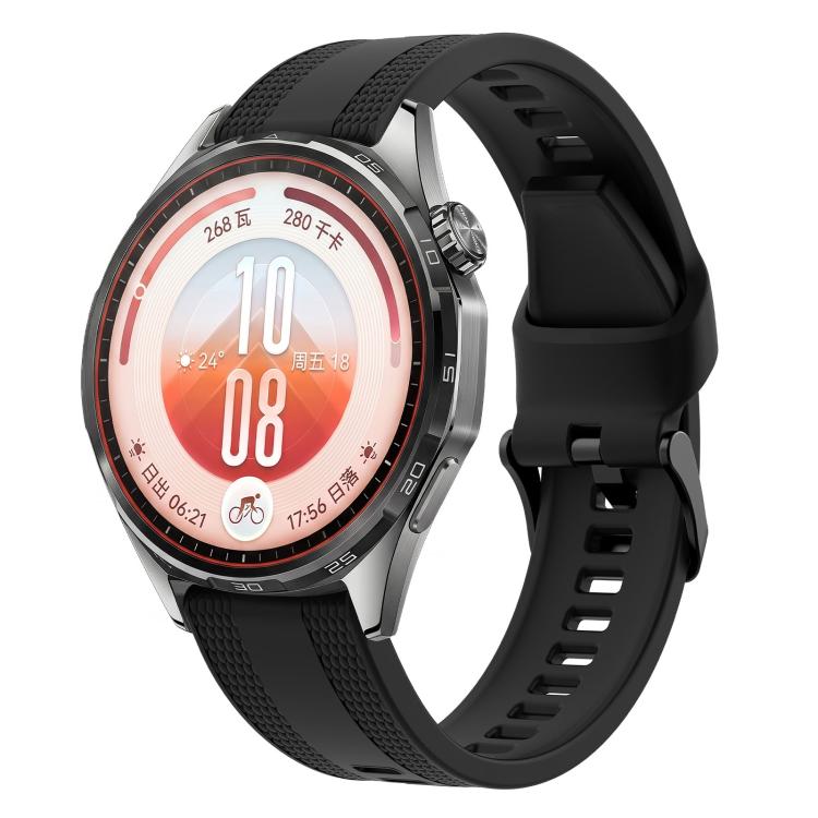 Cinturino per orologio in silicone tinta unita con fibbia ad ardiglione e trama intrecciata., 22mm