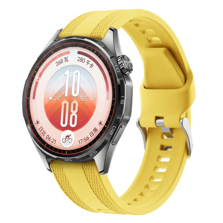 Cinturino per orologio in silicone tinta unita con fibbia ad ardiglione e trama intrecciata., 22mm