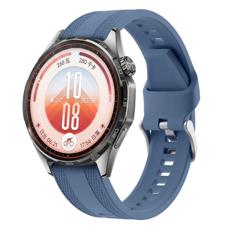 Cinturino per orologio in silicone tinta unita con fibbia ad ardiglione e trama intrecciata., 22mm