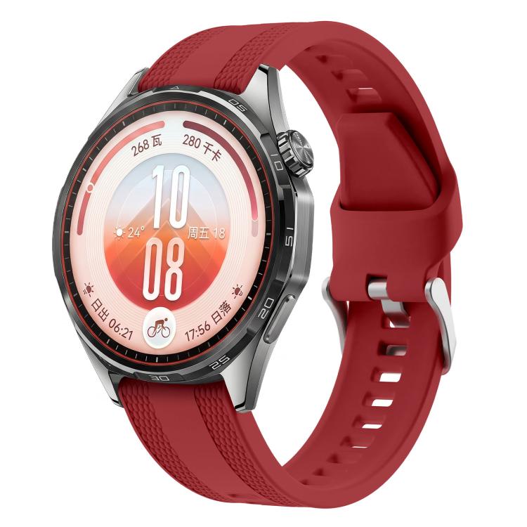 Cinturino per orologio in silicone tinta unita con fibbia ad ardiglione e trama intrecciata., 22mm
