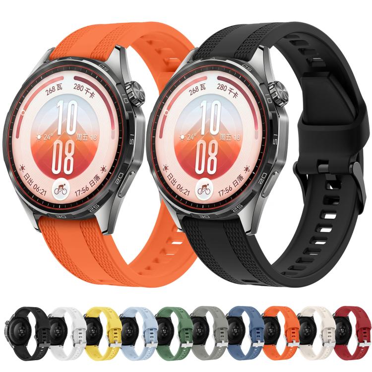 Cinturino per orologio in silicone tinta unita con fibbia ad ardiglione e trama intrecciata., 22mm