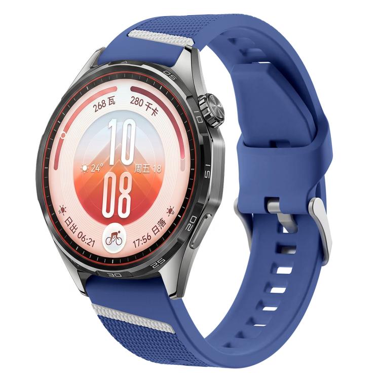 Cinturino per orologio in silicone bicolore con trama a righe diagonali intrecciate., 22mm
