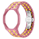 Cinturino in ceramica con chiusura a farfalla in metallo e indicazione delle dodici ore O, con indicazione delle ore 12., For Swatch Royal Pop
